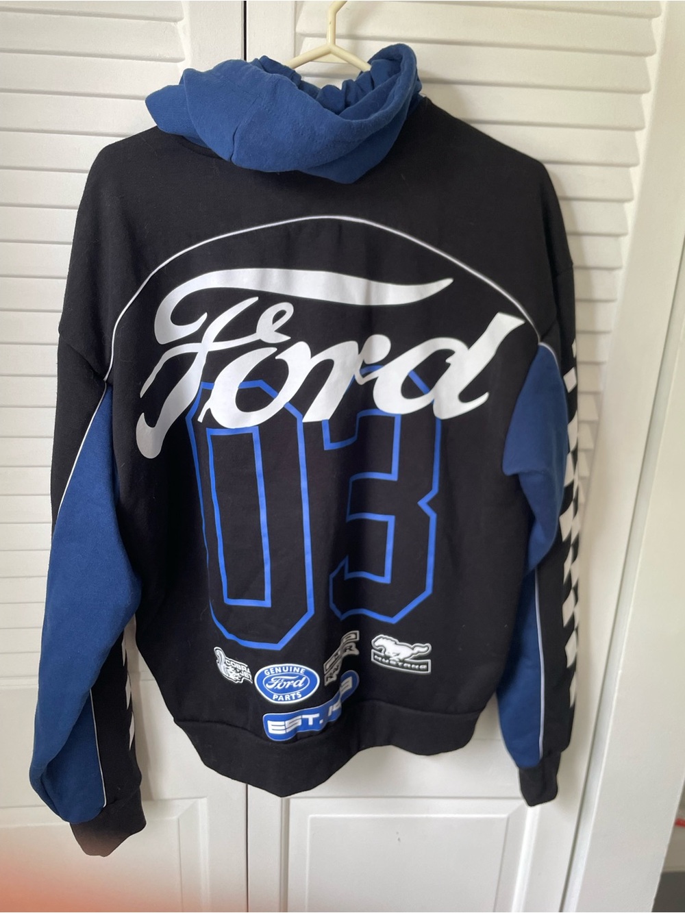 Ford Blue, Black & White Racing Hoodie - Picture 3 of 6